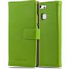 Cadorabo Custodia Libro per Huawei P9 in VERDE ERBE - con Vani di Carte, Funzione Stand e Chiusura Magnetica - Portafoglio Cover Case Wallet Book Etui Protezione