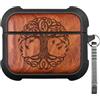Carveit Custodia in Legno per AirPods Pro 3, (Rosea-Albero Della Vita) | Legno Cover per AirPods Pro 3 Custodia, Protettiva in Antiurto Compatibile con Airpod Pro 3 Gen con Titanio Moschettone
