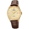 Festina Swiss Made Orologio Uomo Analogico in Pelle Marrone | Movimento al Quarzo, Calendario, Vetro Zaffiro ad Alta Resistenza, Impermeabile 10 ATM F20010/5 Classic Leather