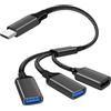 AXFEE Sdoppiatore USB a Y, Cavo USB 1 a 3, Tipo C a USB2.0 Prolunga Cavo