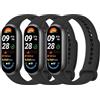 YLK 3 Pezzi Cinturini per Xiaomi Mi Band 9/8/10, Cinturino Silicone di Morbido Traspirante Solo per Xiaomi Mi Band 8/9/10 per Donna e Uomo (Nero+Nero+Nero)