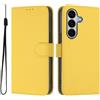 Generic Custodia a portafoglio in pelle per Samsung Galaxy A27 5G, custodia morbida al tatto con porta carte, custodia protettiva antiurto, tinta unita.A11 giallo