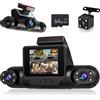 NHOPEEW Dash Cam a 4 canali 1080P - Telecamere anteriori, sinistre, destre e posteriori con grandangolo, display da 2, visione notturna IR, registrazione in loop, rilevamento del movimento