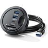 Leikurvo Hub da scrivania USB 3.0 da incasso: hub da incasso 5 in 1, scrivania USB, SD/TF e connettore Type-C, per ufficio, foro da tavolo da incasso 60 mm