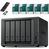 Synology DS1525+ - Set server NAS a 5 bay (8 GB RAM, 10 TB di memoria), 5 dischi rigidi NAS da 2 TB, dispositivo di archiviazione di rete desktop ad alte prestazioni, con SSD esterno