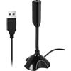 Butyge Microfono USB Web, flessibile, con sintonizzazione del rumore, per PC, computer, laptop, supporto (nero)