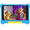Gleeso Tablet per bambini da 7 pollici Android 13 doppia fotocamera con custodia in silicone (Blu)