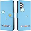 Rnrieyta Miagon per Samsung Galaxy A53 5G Cover,Custodia Cartone Nuvola Gatto Carino Portafoglio a Libro in PU Pelle Flip Cover con Porta Carte Chiusura Magnetica Case,Blu