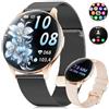 ESFOE Smartwatch Donna,Display AMOLED curvo 1,43, 7,9 mm ultrasottile,Orologio Smart Watch con Chiamate,2 Cinturini,Frequenza Cardiaca,IP68 Impermeabile Fitness Tracker Android iOS Oro Mezzanotte