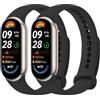YLK 2 Pezzi Cinturini per Xiaomi Mi Band 9/8/10, Cinturino Silicone di Morbido Traspirante Solo per Xiaomi Mi Band 8/9/10 per Donna e Uomo (Nero+Nero)
