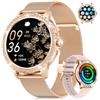BENYAR SMART Orologio Smartwatch Donna 1,32 HD con Strass, Design Ultra-Sottile 9mm Elegante e Sportivo, Chiamate Bluetooth, Cardio, SpO2, Monitor Ciclo Mestruale, 100+ Sport, Compatibile iOS/Android, Oro Rosso