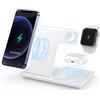 GARCIX Stazione di ricarica wireless 3 in 1 - Dock di ricarica pieghevole bianco con luce di ricarica commutabile - compatibile con Apple iPhone, Samsung Galaxy, AirPods, Apple Watch - Ricarica rapida