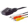 1aTTack.de 1 x 2 m - Cavo SCART a 3 RCA YRW con interruttore, adattatore audio video da spina SCART a RCA, cavo AV stampato per TV, console DVD, ricevitore