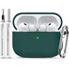 Inesore Compatible with AirPods Pro 3 Case - Deep Green-B | Silicone Protective Case Cover for Apple Air Pod Pro 3rd (2025), Unisex Design, with Cleaning Kit
