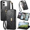 Fertuo Cover a Libro per Xiaomi Redmi Note 17 Pro Max/Plus 5G, Nero | Antiurto, Blocco RFID, Portafoglio con Porta Carte, Laccio, Chiusura Magnetica, Stand, Tasca Zip, Fiori, Flip Case, Pelle PU