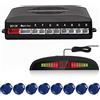 Cocar Kit 8 Sensori di Parcheggio Radar, Cocar LED Display Rilevamento Distanza + 8 Sensori + Sostegno Suono di Allarme(Blu)