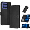 PanXCase Cover Libro per Motorola Edge 60 Fusion/Edge 60/60 Pro | Custodia Wallet in Pelle PU, Funzione Supporto, 3 Scomparti Portacarte, Chiusura Magnetica, Case Antiurto, Black