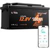 LiTime Batteria Litio 12V 100Ah H190 LiFePO4 con Bluetooth per Camper Van | DIN