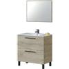 ARKITMOBEL Habitdesign Armadietto Bagno con 2 Cassetti e Specchio, Modulo Lavabo, Modello Athena, Rovere Alaska, Dimensioni: 80 cm (L) x 80 cm (H) x 45 cm (P)