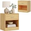 Relaxdays Comodino, cassetto, vano aperto, 41x39x28 cm, colore naturale