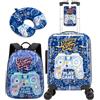 HTgroce Set Valigie per Bambini Gamer- Trolley Bambini Bagaglio a Mano Rigido con 4 Ruote 360° - Include Zainetto, Cuscino Collo e Etichetta