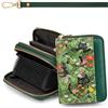 Sunpour Portafoglio per carte di credito da donna, con blocco RFID, in pelle vegana, con cerniera a fisarmonica, piccolo portafoglio con cinturino da polso, Gatto Fiore, Minimalismo e Classici