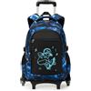 Amythe Zaino Trolley Scuola Elementare Medie Ragazzo Luminescente 6 Ruote | Zaino Elementari Medie con Ruote Ragazzi 10-16 anni, Leggero Idrorepellente, Pettorina e Fasce Riflettenti, Ritorno Scuola