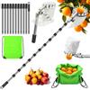 TZEKING Raccoglifrutta Telescopico 4,2m, Raccogli Frutta in Acciaio Inox con Borsa in Cotone e Zaino Raccoglitore, Regolabile per Mele, Pere, Arance, Limoni, Ciliegie, Diametro 16 cm