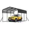 FIVMEN Tettoia per auto in metallo, 300 x 450 cm, con tetto a punta in lamiera trapezoidale, stabile, riparo auto, protezione solare e resistente alle intemperie