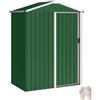 Outsunny Casetta da Giardino 1.1m² Porta Bloccabile 136x87x176 cm Verde | Acciaio Zincato, Porta Singola Scorrevole, Tetto Inclinato, Guanti, Capanno Per Attrezzi