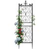 XCRFKGW Traliccio in Metallo 195x50cm per Piante Rampicanti - Griglia Decorativa da Giardino con Uccellini - Recinzione per Fiori e Verdure, Nero (1 pz)