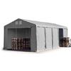 TOOLPORT Tendone deposito 5x10 m Tendone Industriale Tendostruttura con Altezza Laterale 3m Grigio telone in PVC 850 N Impermeabile utilizzo continuativo con Apertura con Cerniera