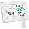 HAOYAO Stazione Meteo con Sensore Esterno, Termometro Digitale Igrometro per Interni ed Esterni, Schermo LCD con Retroilluminazione 12/24 ore Previsioni Meteo Automatiche per Ufficio Casa Camera da Letto