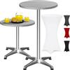 Casaria® Tavolo Alto da Bar 2in1 con Copritavolo Regolabile 70 cm / 115 cm in Alluminio Rotondo Ø60cm Resistente per Giardino Bistro Tavoli da Birreria Feste Ricevimento