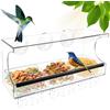 GBKDQQ Mangiatoia per finestra per uccelli, finestre e finestre con 3 ventose extra forti e 3 scomparti, trasparente 30 x 10 x 13 cm