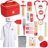 Rtomry Valigetta Dottore Bambini, Giochi Bambina Bambini 3 Anni Kit Dottoressa Bambina in Legno Giochi per Bambini di 3 4 5 Anni con Stetoscopio e Costume da Medico Gioco di Ruolo Regalo Bambina 3 4 5 Anni