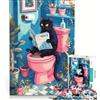 JIANGENNF Puzzle da 1000 pezzi per adulti, gatto nero in bagno, giochi per famiglie, impegnativo da completare, per rafforzare l'amore tra le coppie 38x26cm