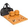 Yellow Mountain Imports, Set Go in Bambù 2 cm con Griglie Reversibili 19x19 / 13x13, Gioco da Tavolo con Pietre Biconvesse Melamina e Ciotole Bambù