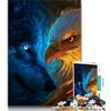 LLONGKT Puzzle per adulti e ragazzi, 1000 pezzi, aquila e lupo, puzzle per adulti, antistress, sfida difficile, decorazioni e regali unici per la casa (dimensioni 38x26cm)