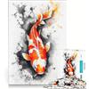 JIANGENNF Puzzle da 1000 pezzi per adulti con carpe koi fiammeggianti, giocattolo fai da te, attività divertenti da fare in casa, per rafforzare l'amore tra le coppie 38x52cm