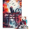 JIANGENNF Puzzle per ragazzi da 1000 pezzi: Gatto nero nel cancello Torii, gioco interattivo, attività per famiglie, ottimo regalo per gli appassionati di videogiochi 38x26cm