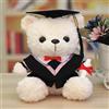 FGen Orsacchiotto per la Laurea, Orsacchiotto Peluche, Orsetto di Peluche, Regali Laurea, Orso di Peluche con Diploma e Cappello di Dottore, per Scuola Laurea Decoro (Bianco, collo rosa)