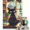 JIANGENNF Puzzle per ragazzi da 1000 pezzi: Gatto nero in cucina, gioco rilassante, difficile e stimolante, ogni pezzo è unico 38x26cm