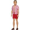 Barbie Babrie Bambola Ken 60° Anniversario, Look da Spiaggia con Costume da Bagno e Sandali,Giocattolo per Bambini 3+Anni,GRB42