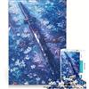 JIANGENNF Puzzle per adulti da 1000 pezzi Lama del Giardino Blu, gioco rompicapo, antistress, lista dei desideri con Babbo Natale 38x26cm