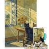JIANGENNF Puzzle per ragazzi da 1000 pezzi: Gatto nero in stile Van Gogh, gioco educativo, decorazione perfetta, collezione d'artista, belle arti 50x75cm