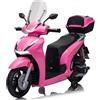 Mondial Toys Honda SH 350 12V Moto Elettrica per Bambini con Licenza Ufficiale, Scooter Elettrico con Ruote in Gomma, Sedile in Pelle, Bauletto, Rotelle Stabilizzatrici, Luci LED e Suoni, MP3 Rosa