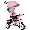 HOMCOM Triciclo per Bambini 1-5 Anni Evolutivo con Maniglione 6 in 1 Rosa