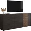 Dmora - Mobile Porta TV Iseo, Credenza da Soggiorno, Armadio Basso per TV, Base Parete attrezzata, Made in Italy, 181x44 h59 cm, Ardesia e Noce