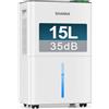 SHANNA Deumidificatore, Deumidificatore Portatile, 15L/24H, Serbatoio 2L, Basso Rumore, Basso Consumo, Sbrinamento Automatico, Blocco Bambini, Design Anti-Goccia, R290, Sost. 1 anno, Gar. 10 anni